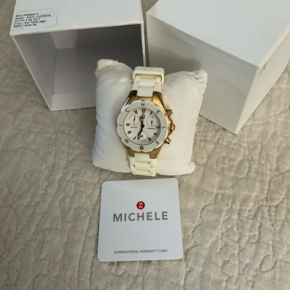 MICHELE TAHITIAN GOLD SILICONE BAND WATCH
